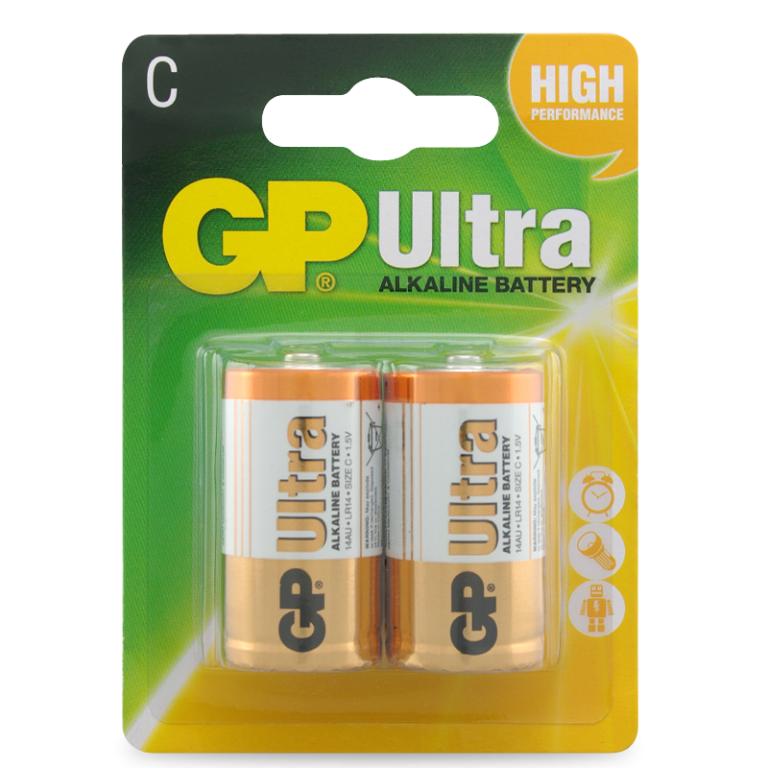 GP 1.5V Ultra Alkaline C Battery Card of 2