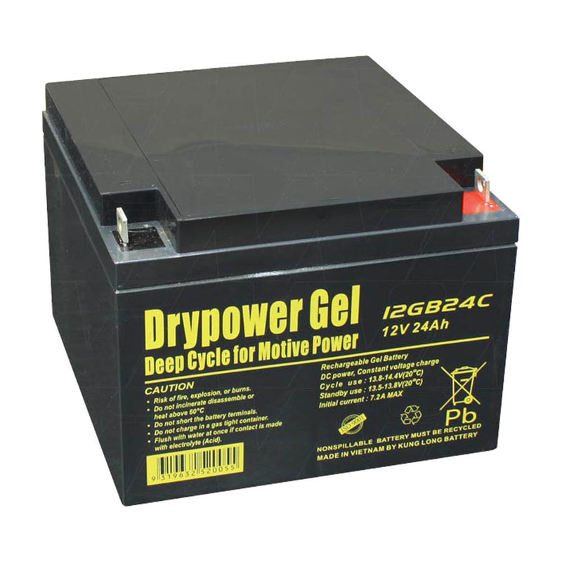 Drypower 12V 24Ah Gel Type SLA Cyclic Battery