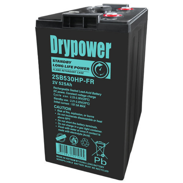 2V 525Ah Drypower Long Life Standby AGM Battery - 12-15 Year Design Life