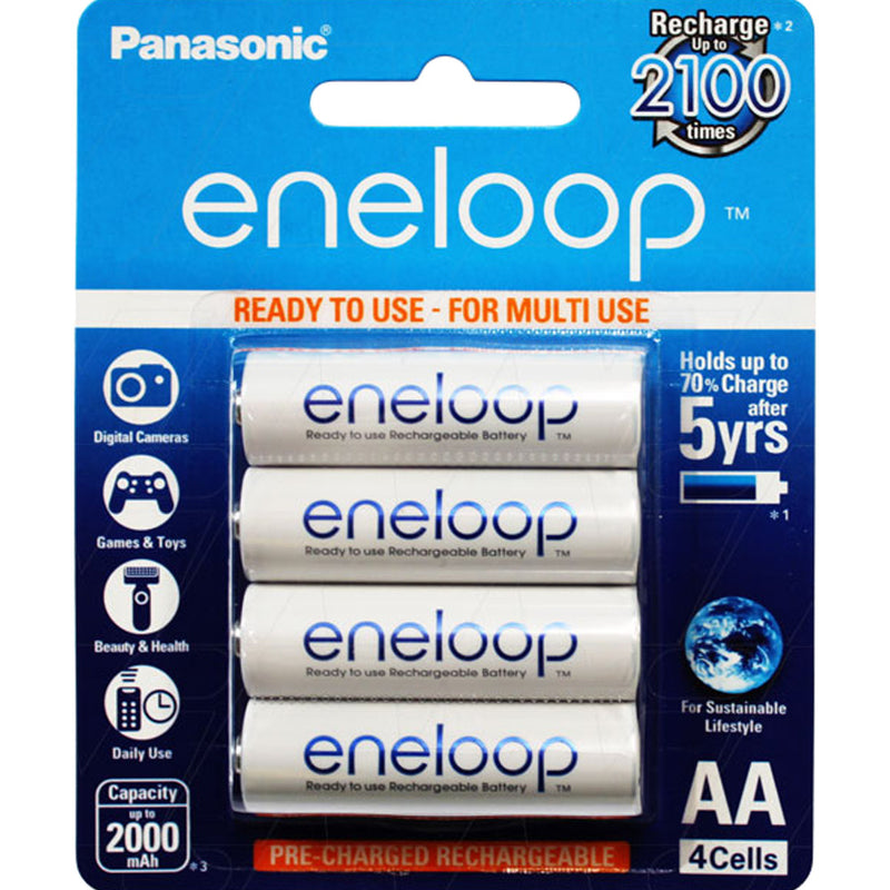 Eneloop AA 'Ready to use' NiMH 1900mAh White batteries 4Pack
