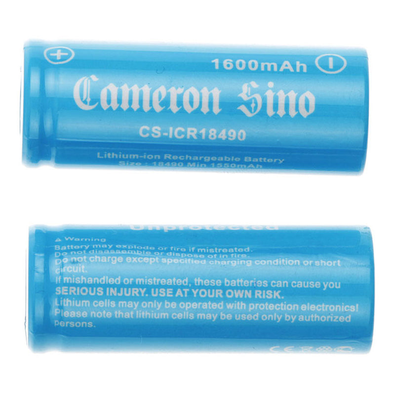 Cameron Sino NCR18490 3.7V 1600mAh Li-ion Battery No IC Pk2 Flat Top