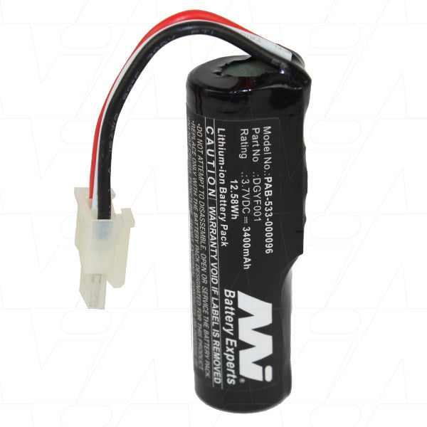 Portable Audio Battery suitable for Lithium Ion (LiIon) 3.7V 3.4Ah PAB-533-000096-BP1
