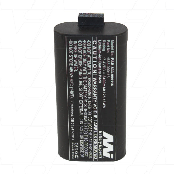 Portable Audio Battery suitable for Lithium Ion (LiIon) 7.4V 3.4Ah PAB-533-000116-BP1