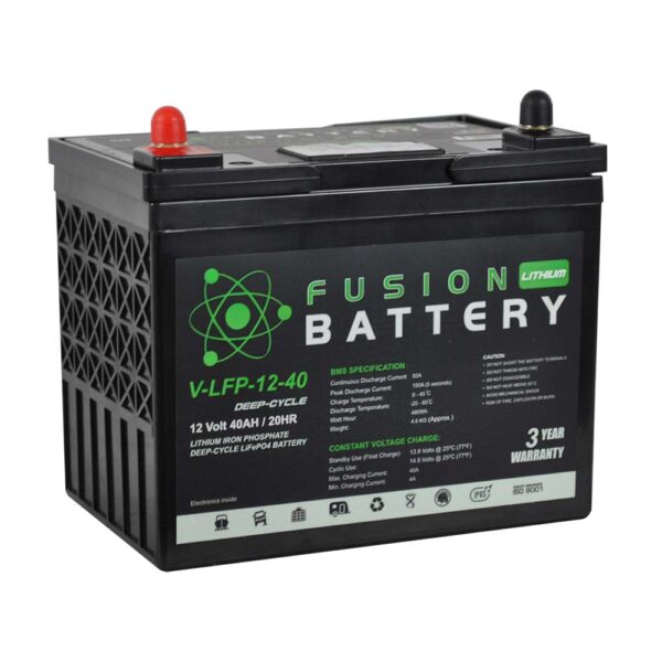 Fusion Lithium 12V Deep Cycle Battery V-LFP-12-40 - Battery Specialists