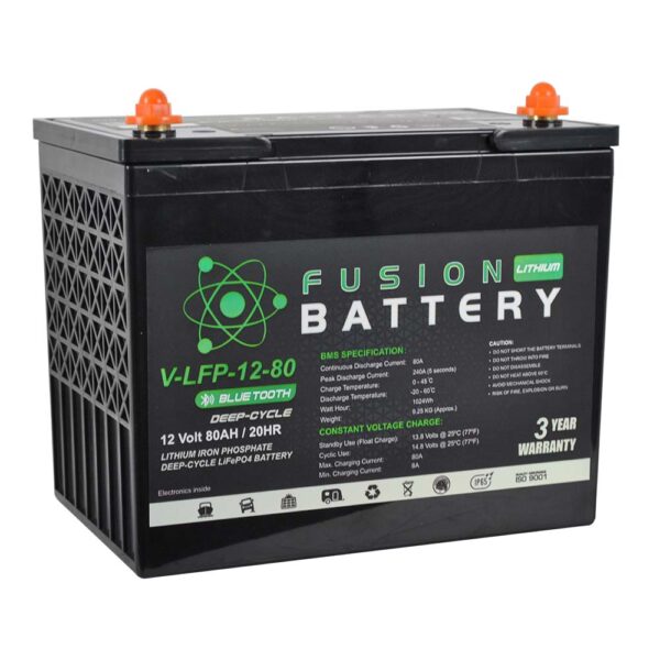 Fusion Lithium 12V Deep Cycle Battery V-LFP-12-80