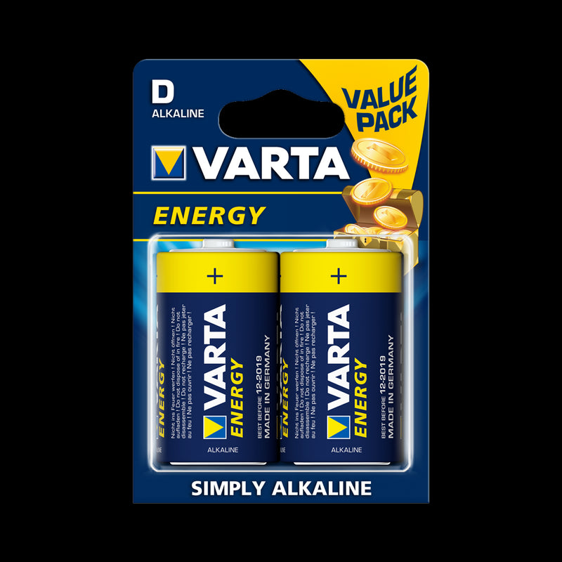 VARTA Energy Alkaline Batteries D 2 Pack