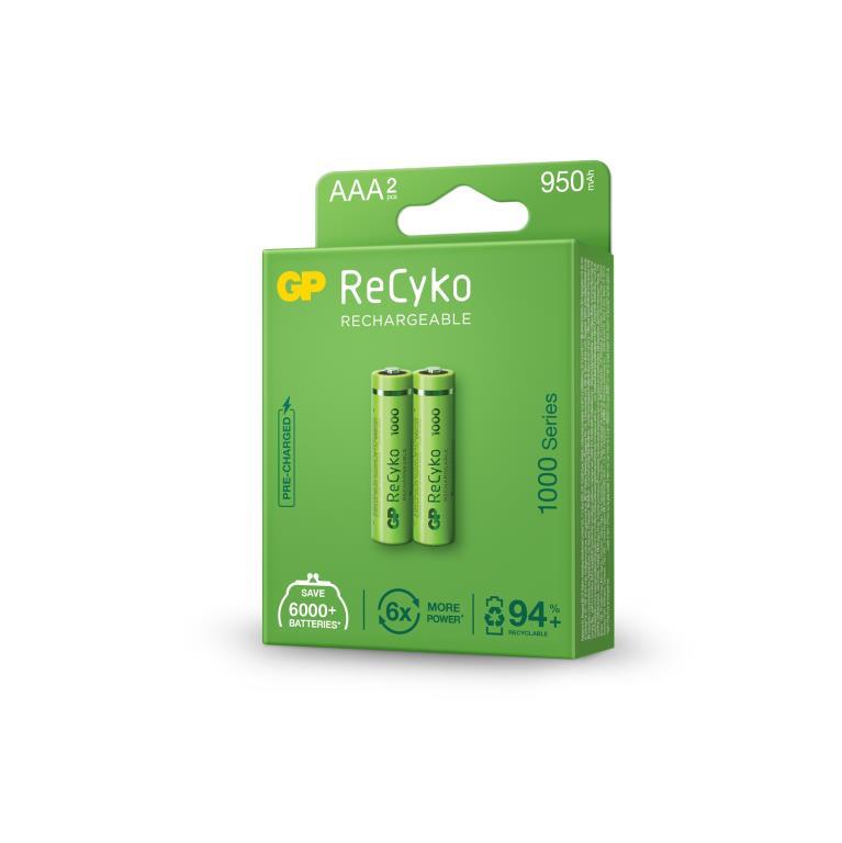 GP ReCyko 1.2V 1000mAh NiMH AAA Battery - Card of 2