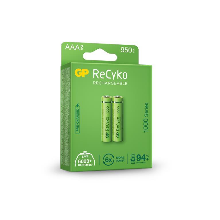 GP ReCyko 1.2V 1000mAh NiMH AAA Battery - Card of 2