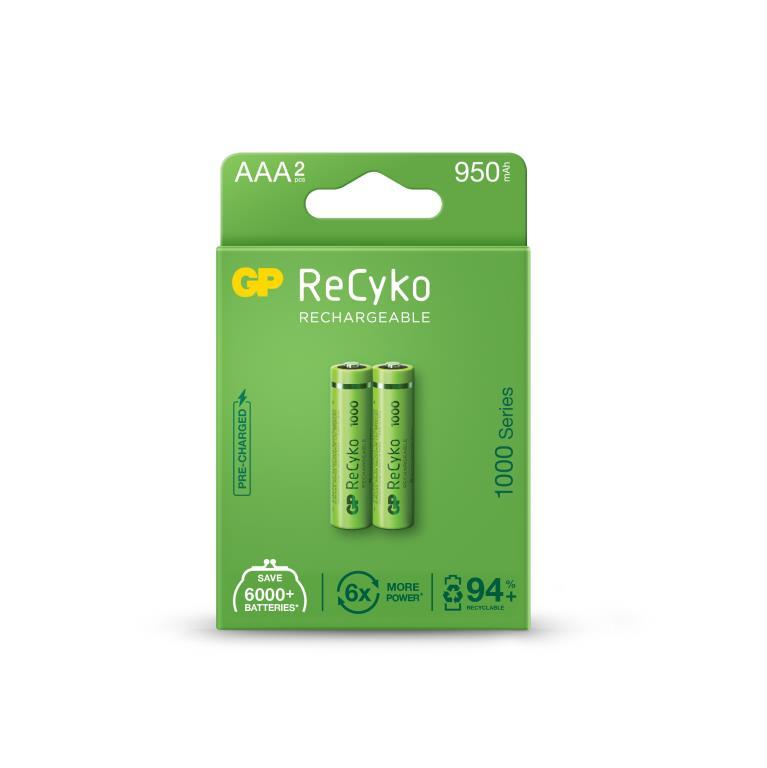 GP ReCyko 1.2V 1000mAh NiMH AAA Battery - Card of 2