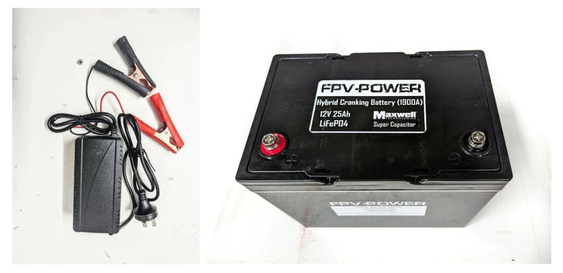 FPV Power Hybrid Cranking Battery 25Ah w/ 10A Charger - 10943