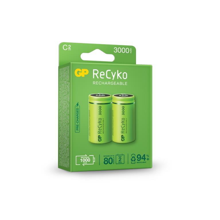 GP ReCyko 1.2V 3Ah NiMH C Battery - Card of 2