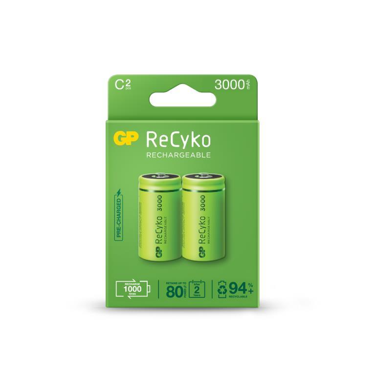 GP ReCyko 1.2V 3Ah NiMH C Battery - Card of 2