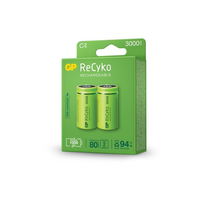 GP ReCyko 1.2V 3Ah NiMH C Battery - Card of 2