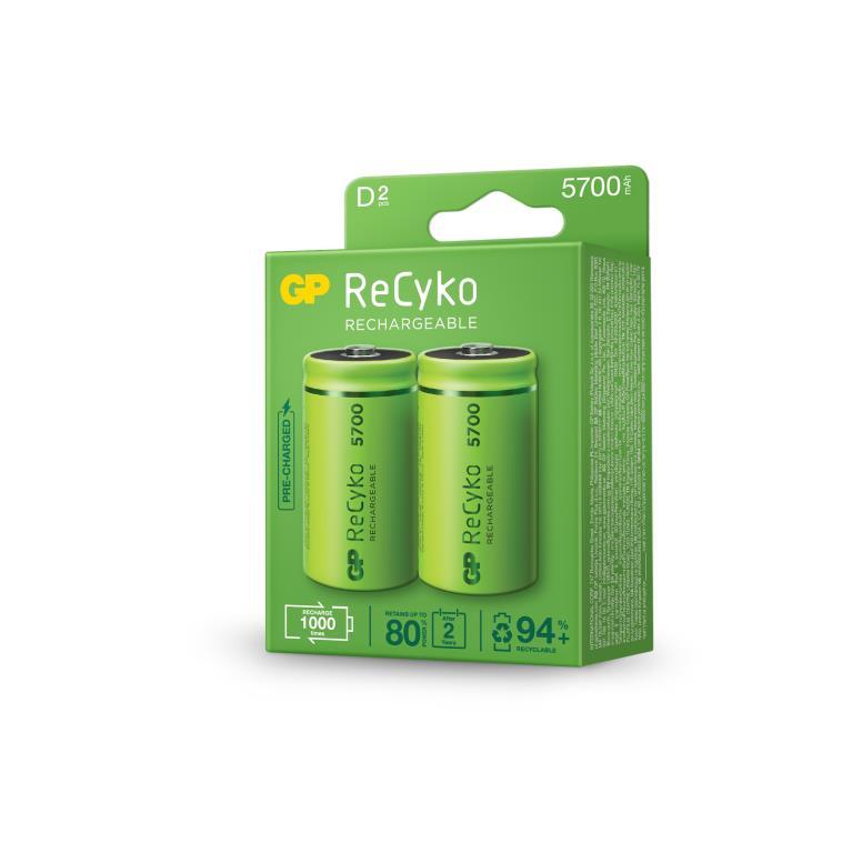 GP ReCyko 1.2V 5.7Ah NiMH D Battery - Card of 2