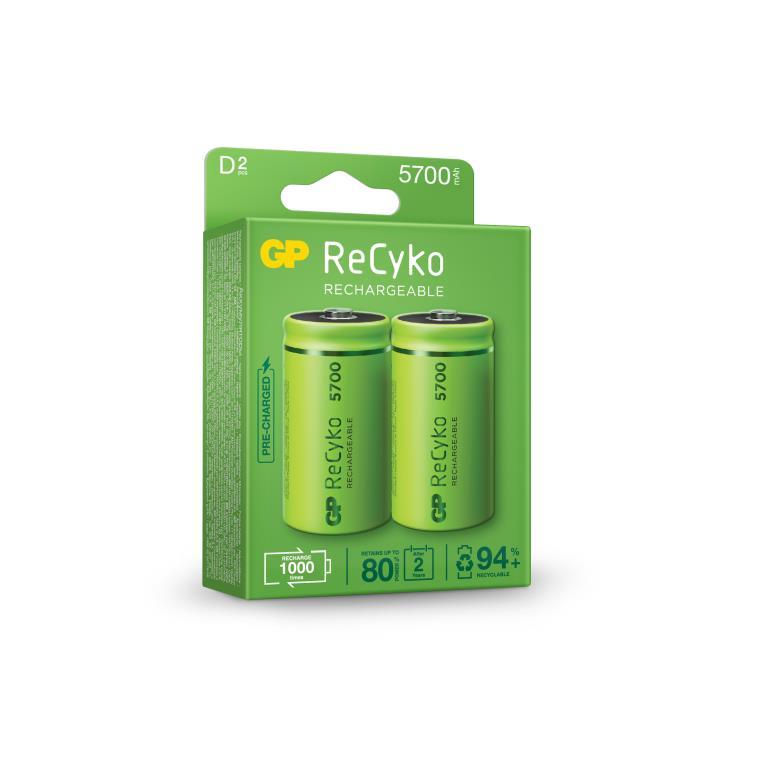 GP ReCyko 1.2V 5.7Ah NiMH D Battery - Card of 2