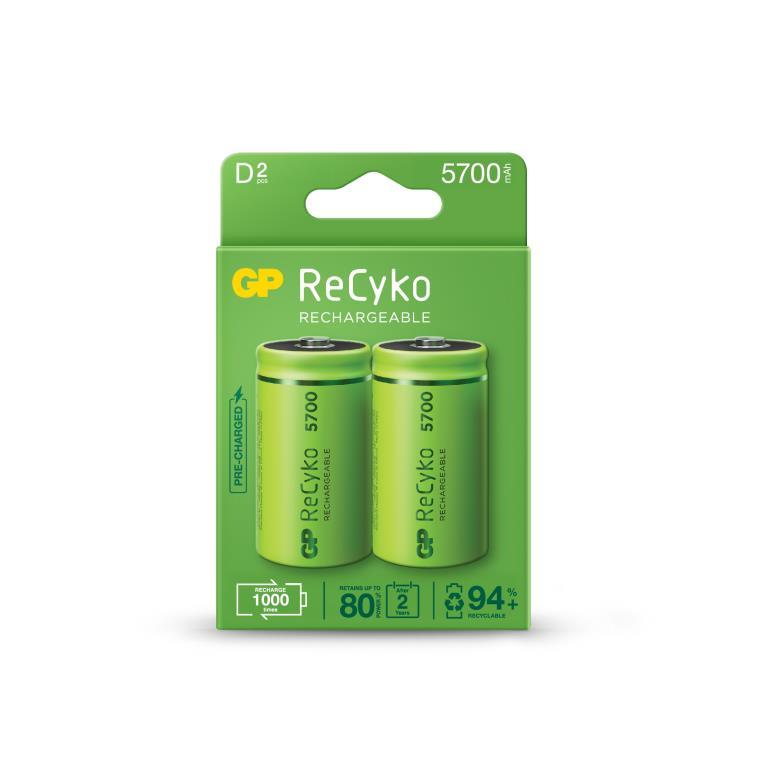 GP ReCyko 1.2V 5.7Ah NiMH D Battery - Card of 2