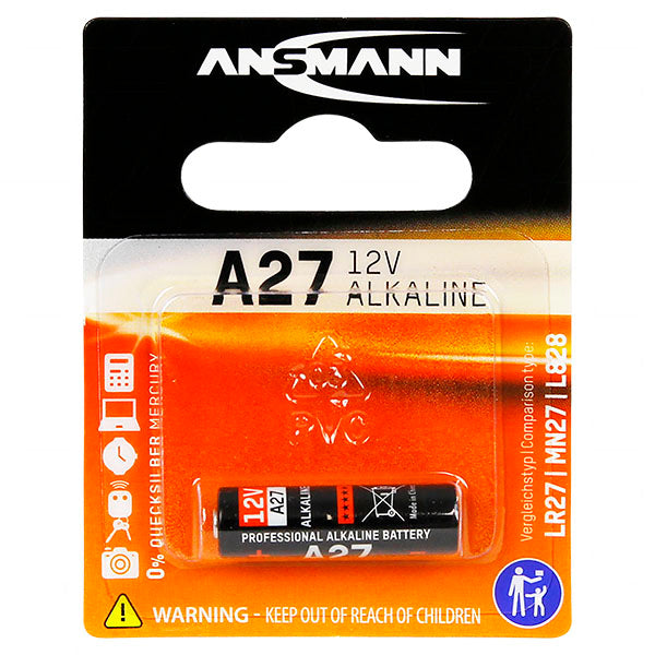 A27 12V Alkaline Button Battery Blister of 1