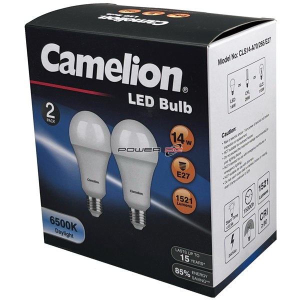 Camelion Led Light Globe 14W 240V Edison 2pk - Daylight 6500k CACLS14E27D/2