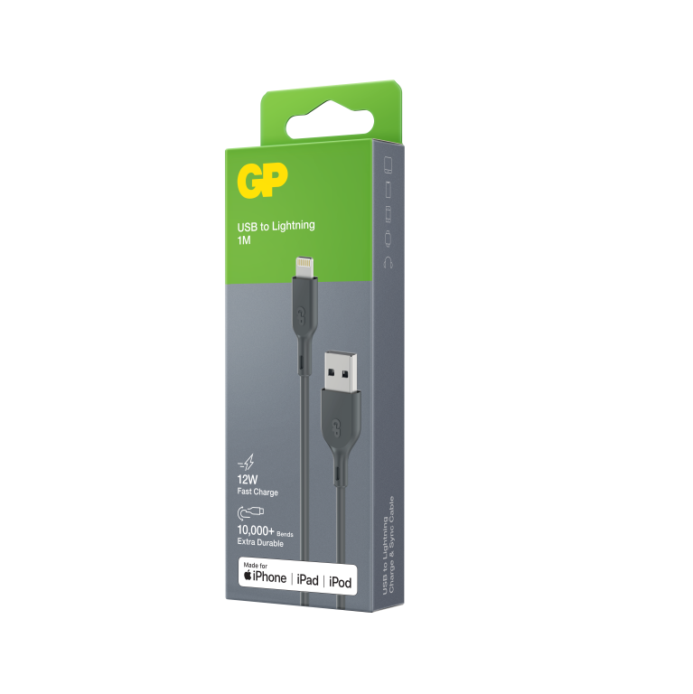 GP Charge & Sync Cable Essentials 1m USB A to Lightning cable - Grey