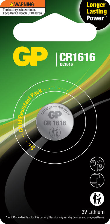 GP 3V 55mAh Lithium (LiMnO2) Coin Cell Battery - Card of 1