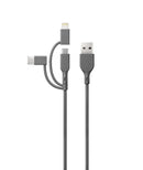 GP Charge & Sync Cable Essentials 1m 3 in 1 USB A to Lightning/USB C/Micro USB cable - Grey