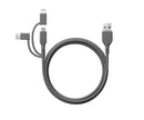 GP Charge & Sync Cable Essentials 1m 3 in 1 USB A to Lightning/USB C/Micro USB cable - Grey