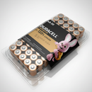 Pack of Duracell batteries with a cartoon character on a white background