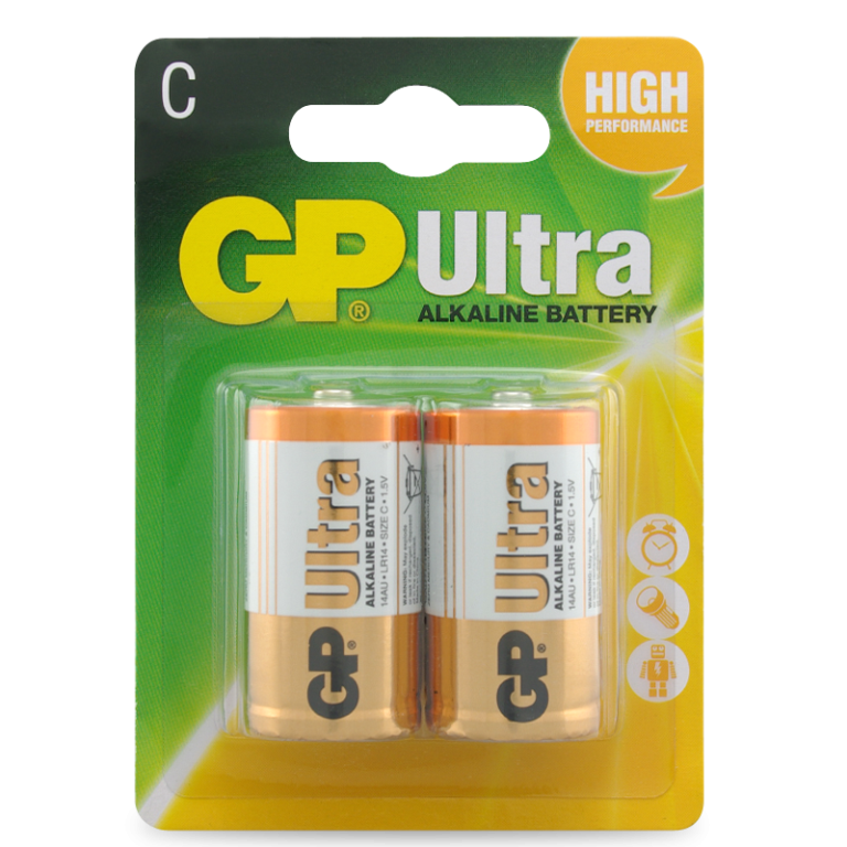 GP 1.5V Ultra Alkaline C Battery - Card of 2