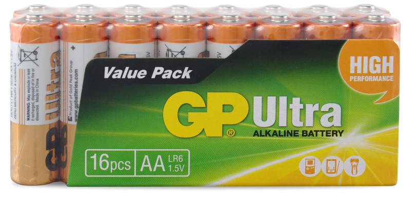 GP 1.5V Ultra Alkaline AA Battery - Pack of 16