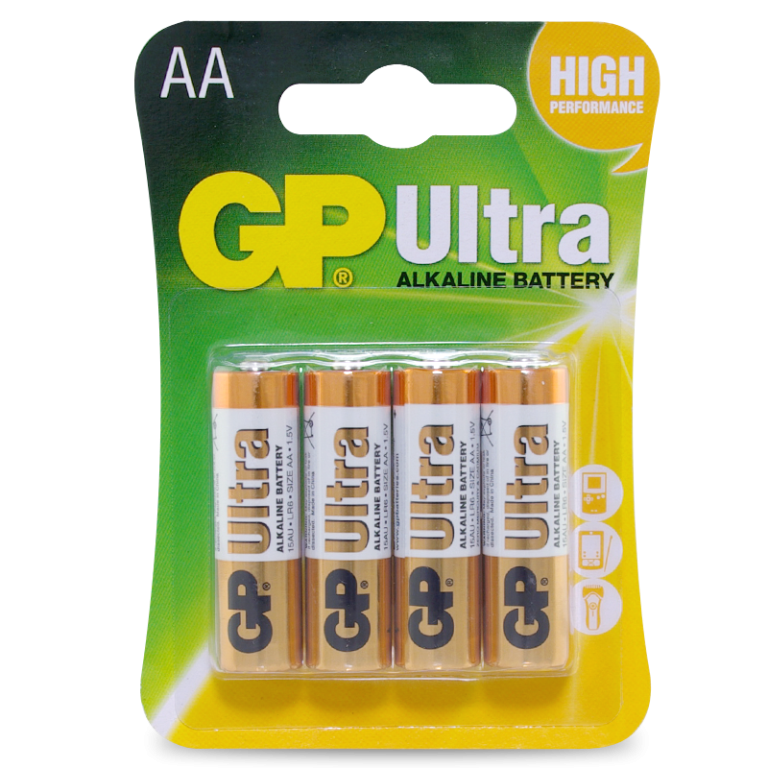 GP 1.5V Ultra Alkaline AA Battery - Card of 4