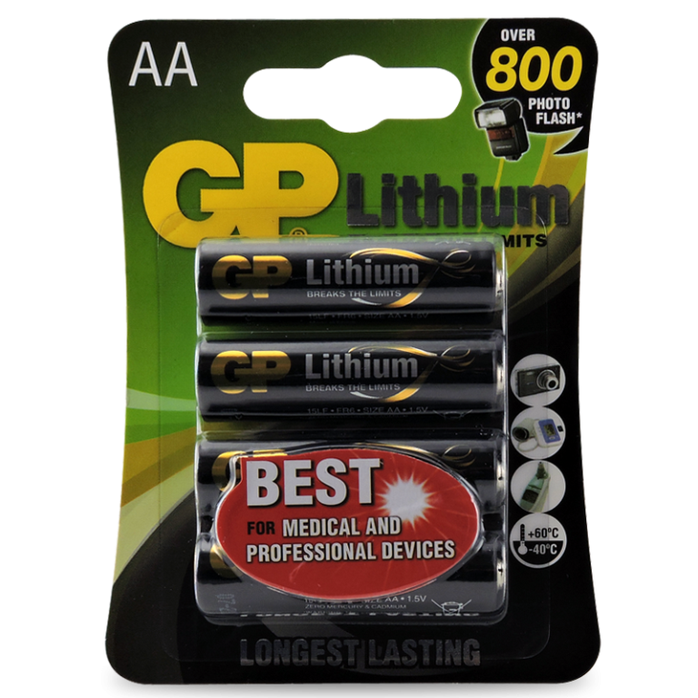 GP 1.5V Lithium (LiFeS2) AA Battery - Card of 4