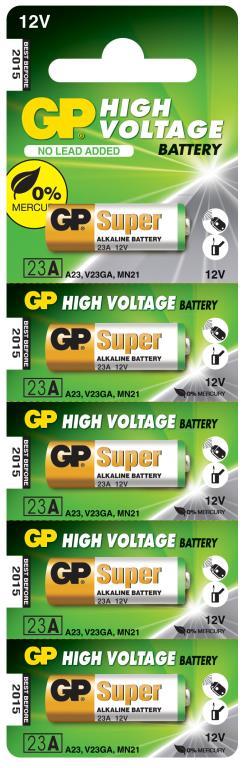 GP 12V 38mAh High Voltage Alkaline Battery - Card of 5