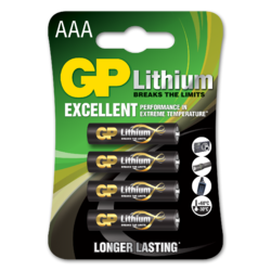 GP 1.5V Lithium (LiFeS2) AAA Battery - Card of 4