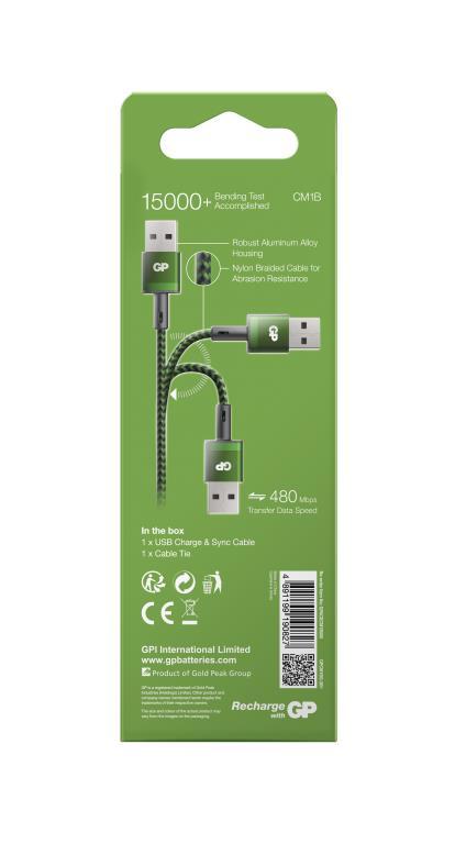 GP USB-A to Micro USB charge sync cable - Green