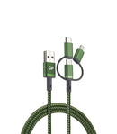 GP 3 in 1 USB to Lightning- USB-C, Micro USB charge sync cable - Green