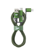 GP 3 in 1 USB to Lightning- USB-C, Micro USB charge sync cable - Green