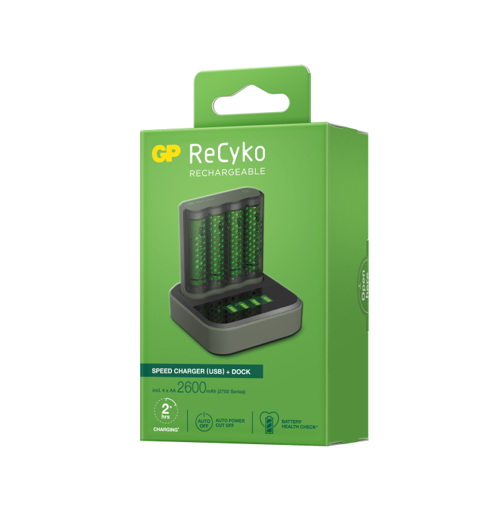 GP Recyko 2hr 4 bay USB Charger - Including 4 x NiMH AA Batteries