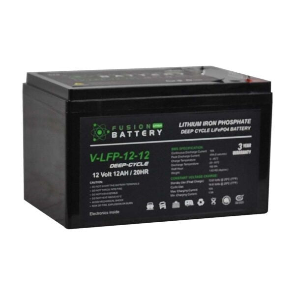 Fusion Lithium 12V 12AH LifePO4 Battery 96mm Wide