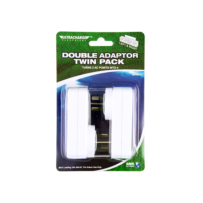 Ultracharge Double Adaptor Twin Left & Right UR100/2