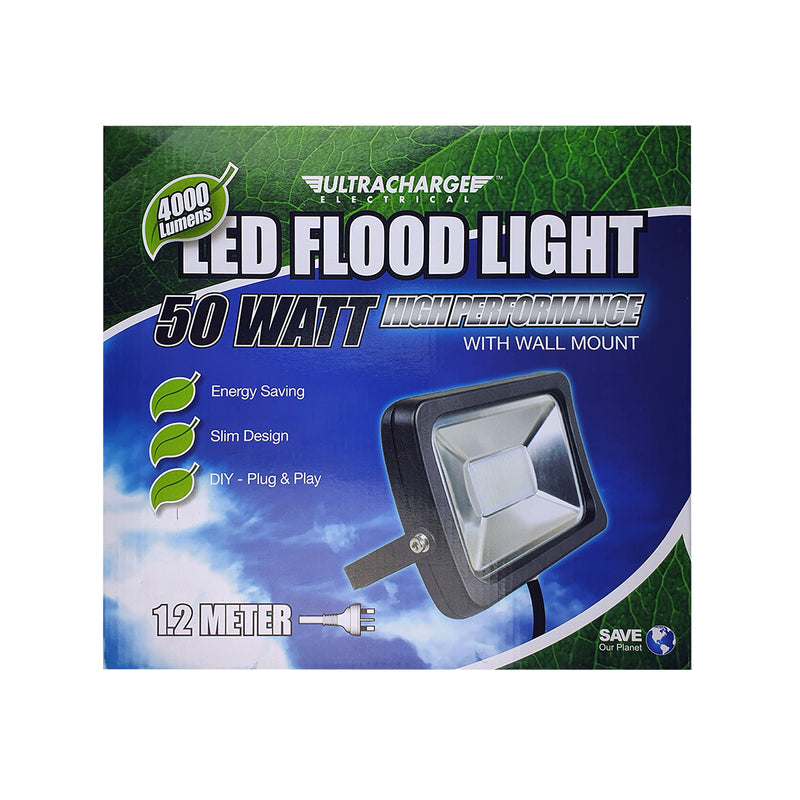 Ultracharge Wall Mount LED Flood Light 50watt Black UR200FL50WB