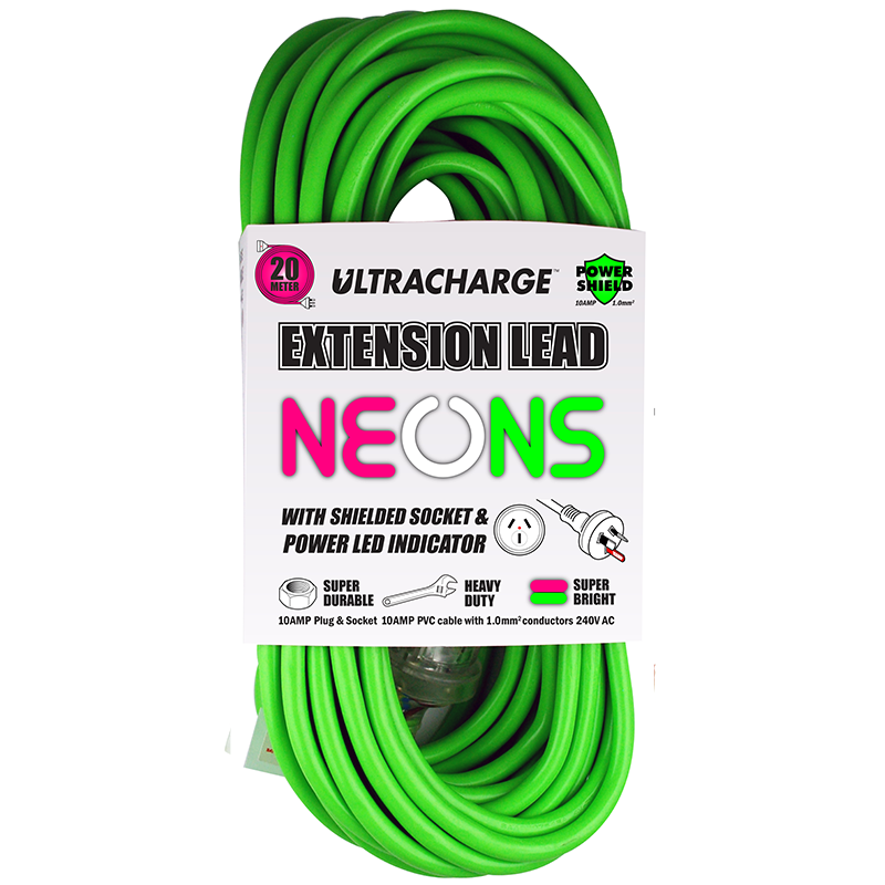 Ultracharge Neons 20M Heavy Duty Ext Lead UR240/20N