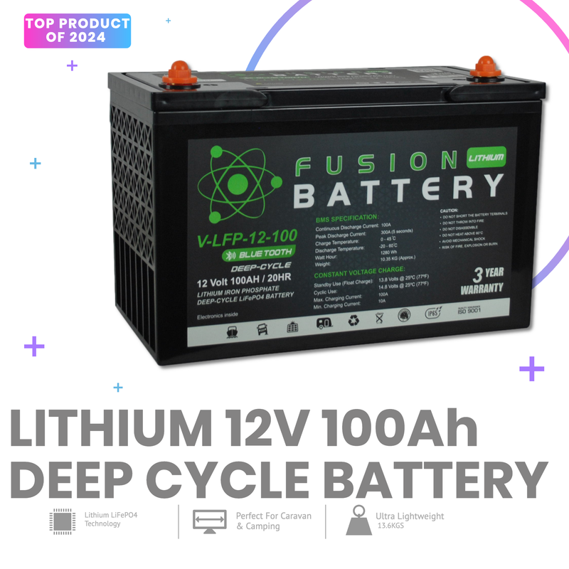 Fusion Lithium 12V Deep Cycle Battery V-LFP-12-100 - Battery Specialists