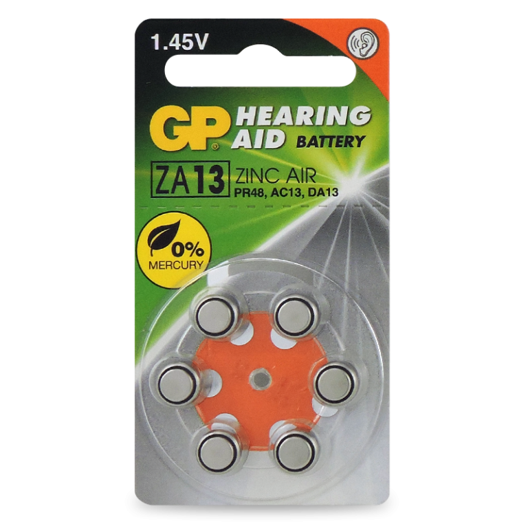 GP 1.4V 230mAh Zinc Air Hearing Aid Battery - Dial of 6