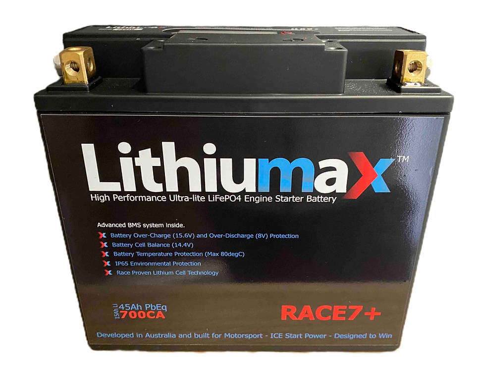 Lithiumax RACE7+700CA 15Ah Li 45Ah PbEq LiFePO4 engine starter battery