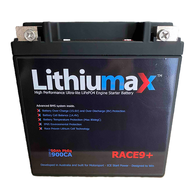 Lithiumax Gen6 RACE9+ LCD 900CA ULTRA-LITE Engine Starter Battery