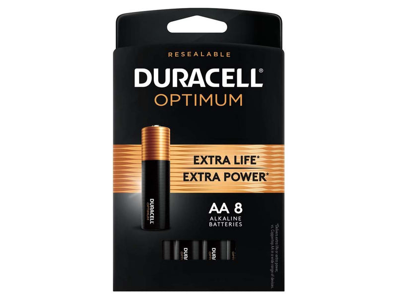 Duracell Optimum AA 1.5V Alkaline Batteries Pack of 8 Batteries