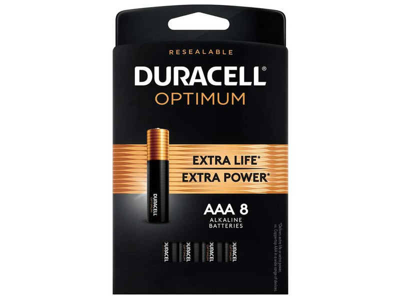 Duracell Optimum AAA 1.5V Alkaline Batteries Pack of 8 Batteries OP2400BP8