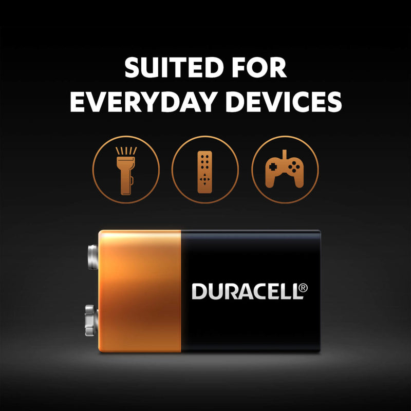 duracell Coppertop 9v alkaline battery 2 Pack