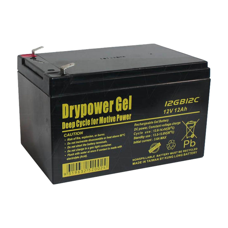 Drypower 12V 12Ah Gel Type SLA Cyclic Battery
