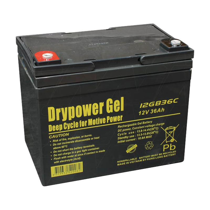 Drypower 12V 36Ah Gel Type SLA Cyclic Battery